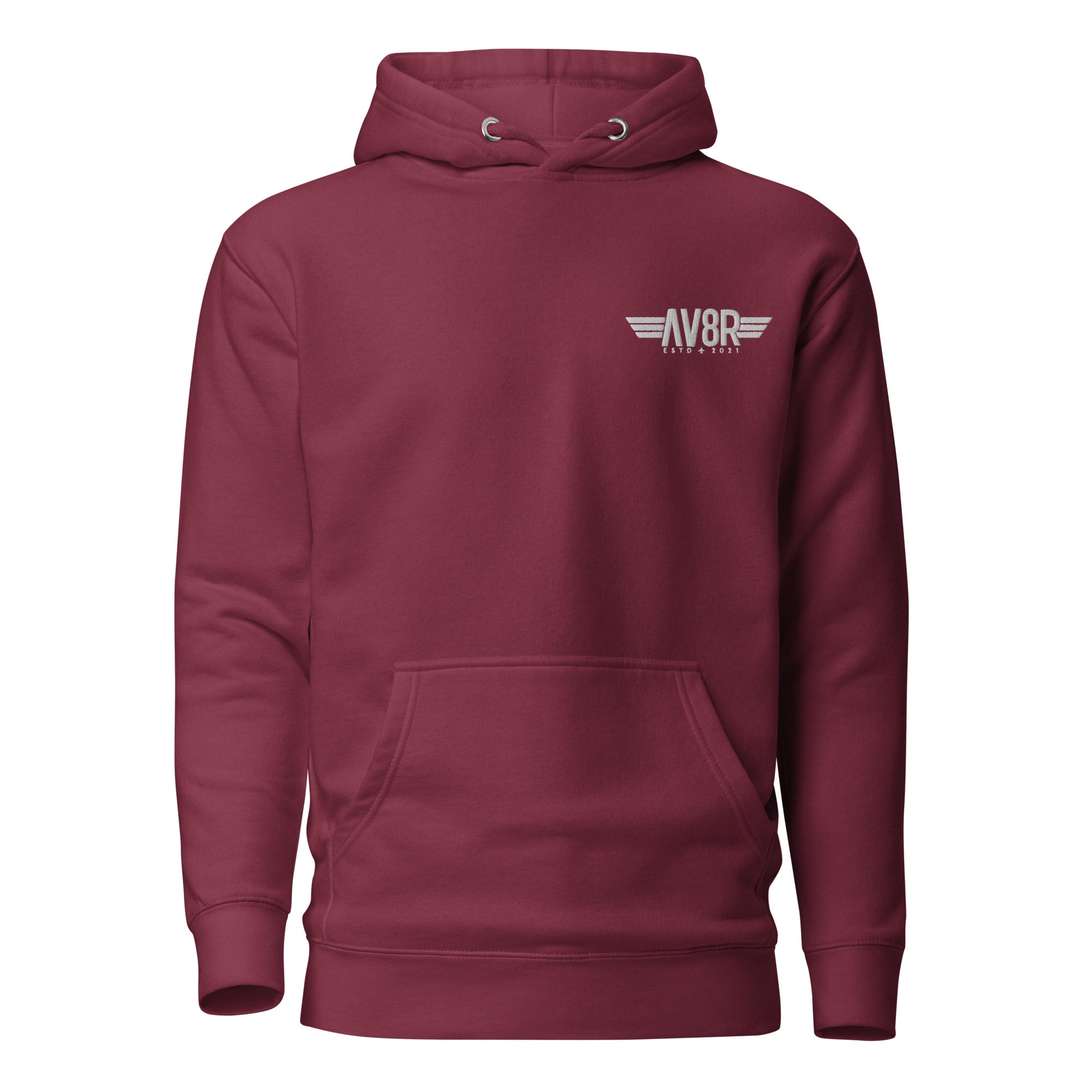 AV8R Embroidered Fleece Hoodie Maroon Red